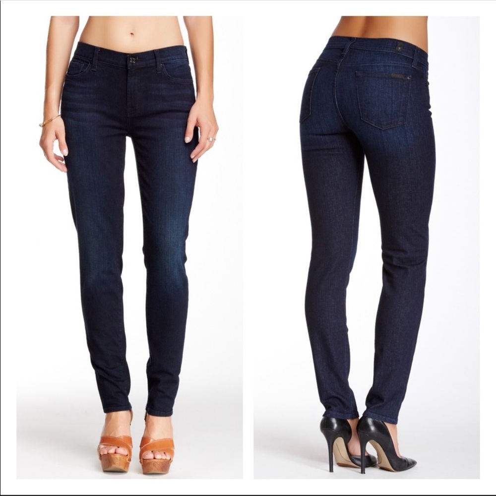 7 For All Mankind Slim Cigarette Blue Denim Jeans